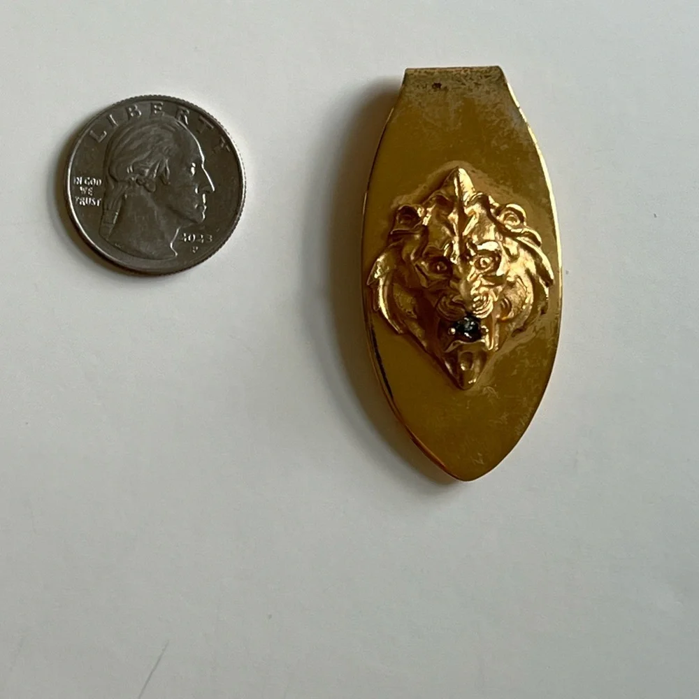 Vintage Gold Tone Lion Money Clip